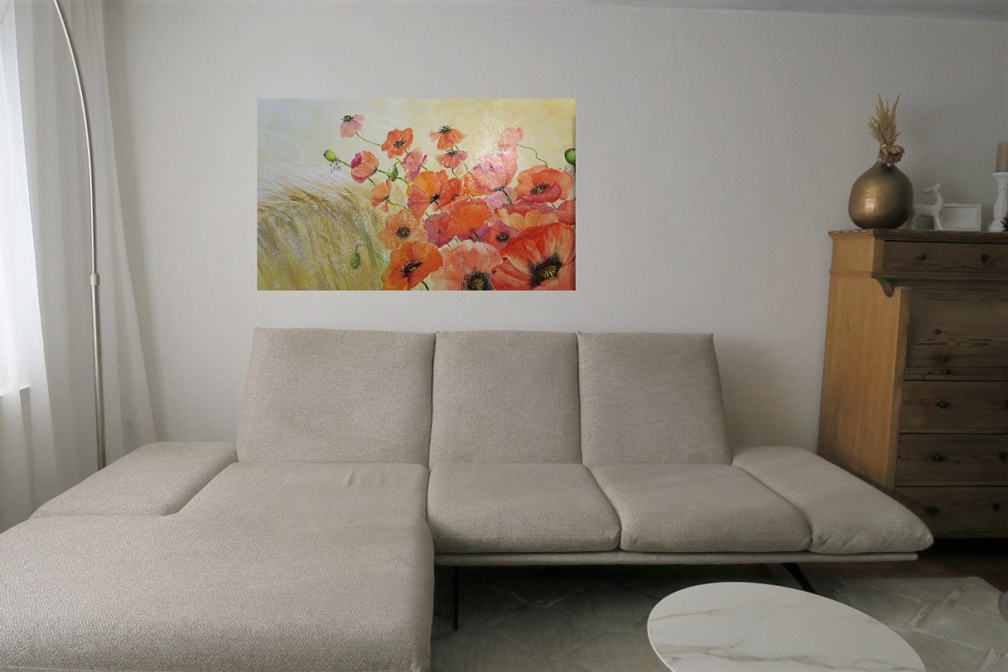 Mohn am Feldrand in oel kaufen grosses bild